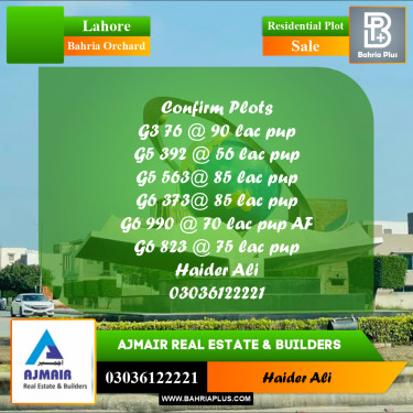 Residential Plot for Sale in Bahria Orchard, Lahore - (BP-312572)