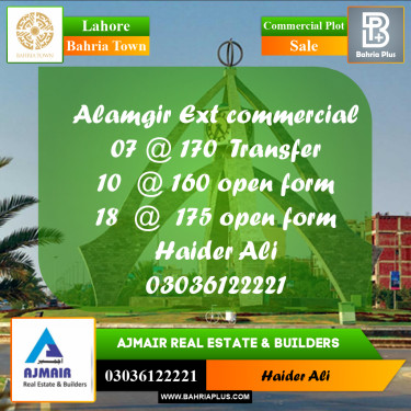Commercial Plot for Sale in Bahria Town, Lahore - (BP-312580)