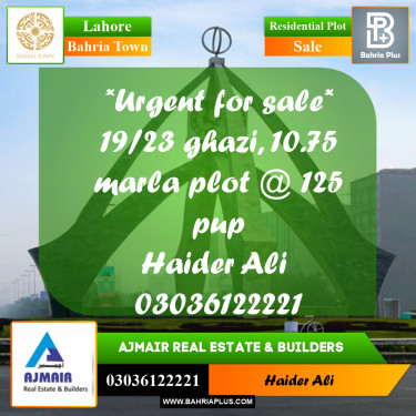 Residential Plot for Sale in Bahria Town, Lahore - (BP-312607)