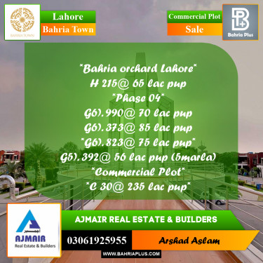 Commercial Plot for Sale in Bahria Town, Lahore - (BP-312615)
