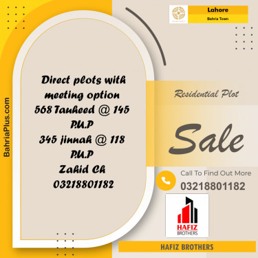 10 Marla Residential Plot for Sale in Bahria Town, Lahore - (BP-312715)
