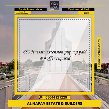 10 Marla Residential Plot for Sale in Sector C - Nargis/Hussain Ext. -  Bahria Town, Lahore - (BP-312794)