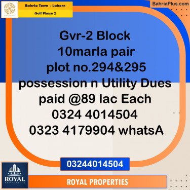 Residential Plot for Sale in Golf Phase 2 -  Bahria Town, Lahore - (BP-312801)