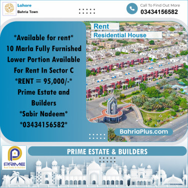 10 Marla Residential House for Rent in Bahria Town, Lahore - (BP-312837)