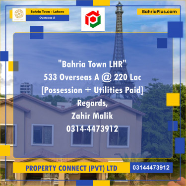 10 Marla Residential Plot for Sale in Overseas A -  Bahria Town, Lahore - (BP-312914)
