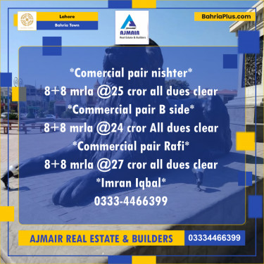 8 Marla Commercial Plot for Sale in Bahria Town, Lahore - (BP-312921)