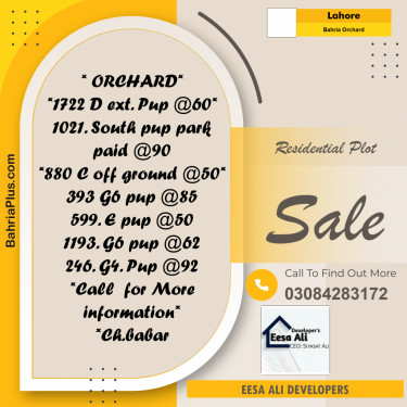 Residential Plot for Sale in Bahria Orchard, Lahore - (BP-313024)