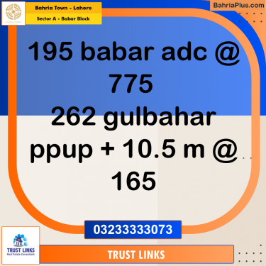 2 Kanal Residential Plot for Sale in Sector A - Babar Block -  Bahria Town, Lahore - (BP-313052)