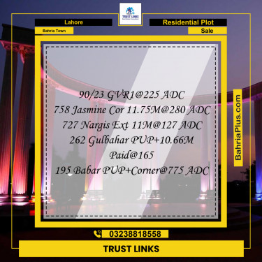 Residential Plot for Sale in Bahria Town, Lahore - (BP-313054)