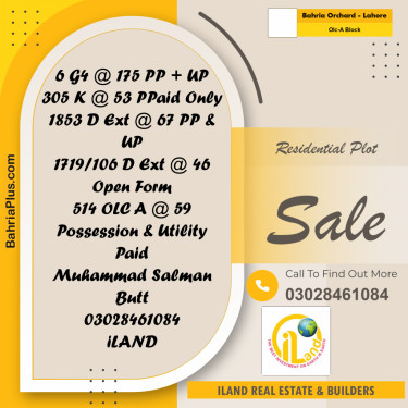 5 Marla Residential Plot for Sale in OLC-A Block -  Bahria Orchard, Lahore - (BP-313084)