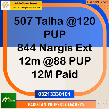 12 Marla Residential Plot for Sale in Sector C - Nargis/Hussain Ext. -  Bahria Town, Lahore - (BP-313087)