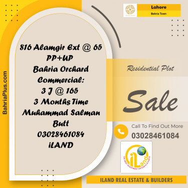 Residential Plot for Sale in Bahria Town, Lahore - (BP-313088)