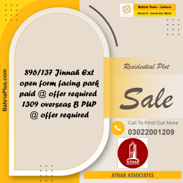 5 Marla Residential Plot for Sale in Sector E - Jinnah Ext. Block -  Bahria Town, Lahore - (BP-313100)