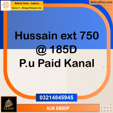 1 Kanal Residential Plot for Sale in Sector C - Nargis/Hussain Ext. -  Bahria Town, Lahore - (BP-313138)