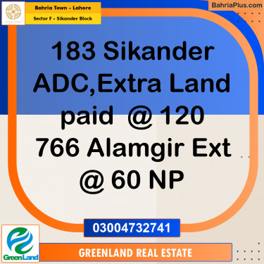 11 Marla Residential Plot for Sale in Sector F - Sikander Block -  Bahria Town, Lahore - (BP-313186)