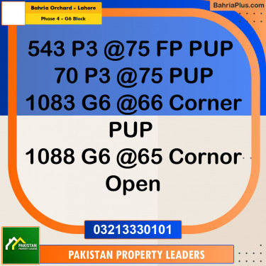 10 Marla Residential Plot for Sale in Phase 4 - G6 Block -  Bahria Orchard, Lahore - (BP-313187)