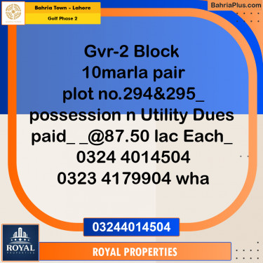 Residential Plot for Sale in Golf Phase 2 -  Bahria Town, Lahore - (BP-313223)