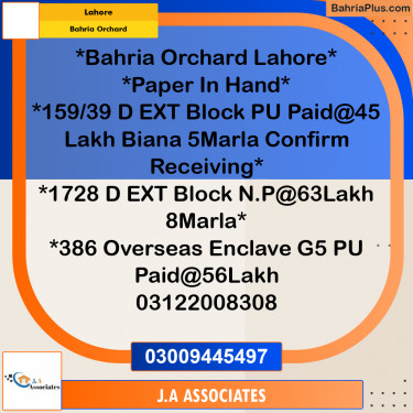 Residential Plot for Sale in Bahria Orchard, Lahore - (BP-313291)