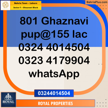 Residential Plot for Sale in Sector F - Ghaznavi Block -  Bahria Town, Lahore - (BP-313336)