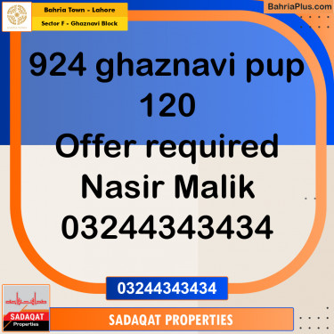 10 Marla Residential Plot for Sale in Sector F - Ghaznavi Block -  Bahria Town, Lahore - (BP-313353)