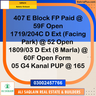Residential Plot for Sale in Bahria Orchard, Lahore - (BP-313355)