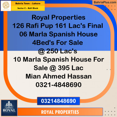 10 Marla Residential Plot for Sale in Sector E - Rafi Block -  Bahria Town, Lahore - (BP-313500)