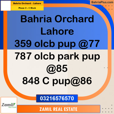 8 Marla Residential Plot for Sale in Phase 2 - C Block -  Bahria Orchard, Lahore - (BP-313508)