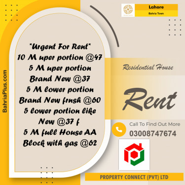 Residential House for Rent in Bahria Town, Lahore - (BP-313518)