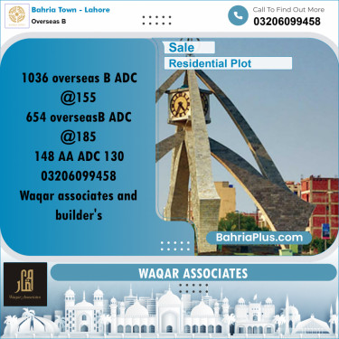 10 Marla Residential Plot for Sale in Overseas B -  Bahria Town, Lahore - (BP-313522)