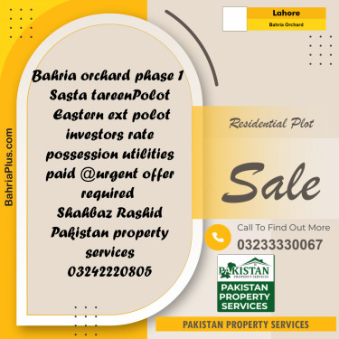 Residential Plot for Sale in Bahria Orchard, Lahore - (BP-313553)