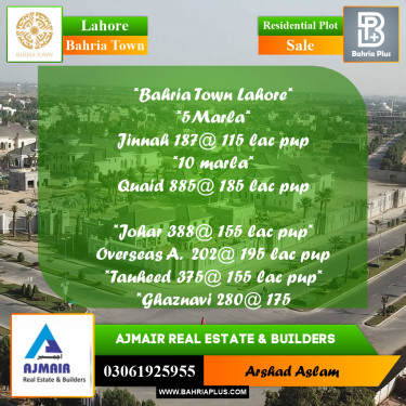 Residential Plot for Sale in Bahria Town, Lahore - (BP-313600)