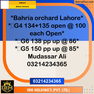 Residential Plot for Sale in Bahria Orchard, Lahore - (BP-313608)