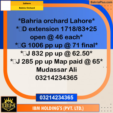 Residential Plot for Sale in Bahria Orchard, Lahore - (BP-313609)