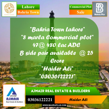 Commercial Plot for Sale in Bahria Town, Lahore - (BP-313633)