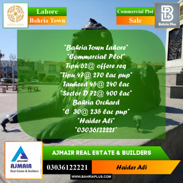 Commercial Plot for Sale in Bahria Town, Lahore - (BP-313640)