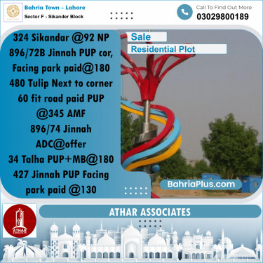 10 Marla Residential Plot for Sale in Sector F - Sikander Block -  Bahria Town, Lahore - (BP-313684)