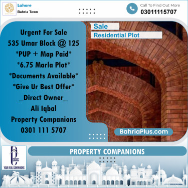 Residential Plot for Sale in Bahria Town, Lahore - (BP-313791)