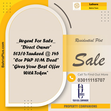 Residential Plot for Sale in Bahria Town, Lahore - (BP-313792)