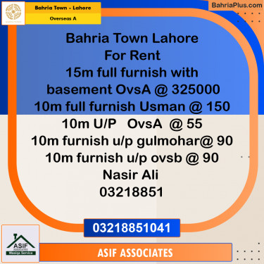 10 Marla Residential House for Rent in Overseas A -  Bahria Town, Lahore - (BP-313819)