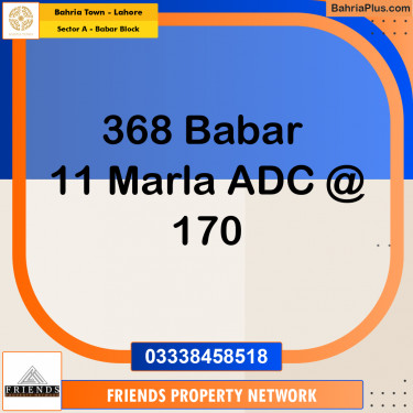 11 Marla Residential Plot for Sale in Sector A - Babar Block -  Bahria Town, Lahore - (BP-313849)