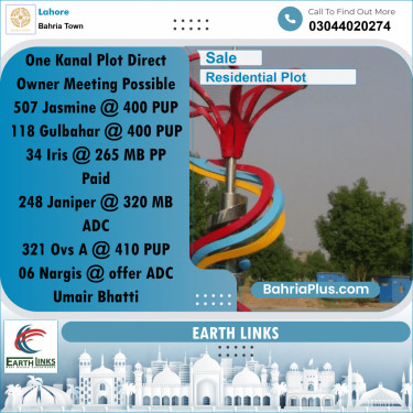 1 Kanal Residential Plot for Sale in Bahria Town, Lahore - (BP-313862)