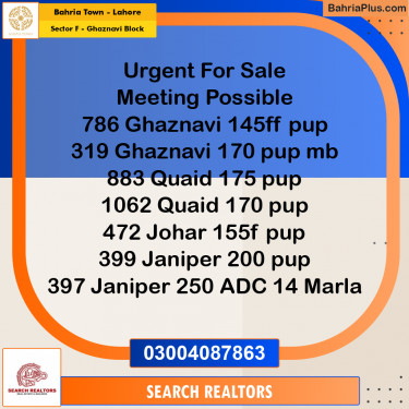 10 Marla Residential Plot for Sale in Sector F - Ghaznavi Block -  Bahria Town, Lahore - (BP-313880)