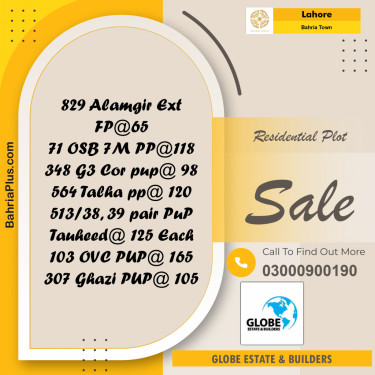 Residential Plot for Sale in Bahria Town, Lahore - (BP-313885)
