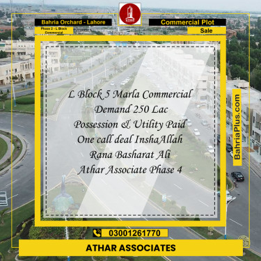 5 Marla Commercial Plot for Sale in Phase 2 - L Block Commercial -  Bahria Orchard, Lahore - (BP-313897)