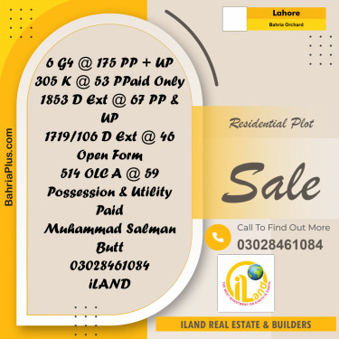 Residential Plot for Sale in Bahria Orchard, Lahore - (BP-314003)