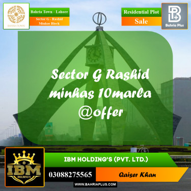 10 Marla Residential Plot for Sale in Sector G - Rashid Minhas Block -  Bahria Town, Lahore - (BP-314013)