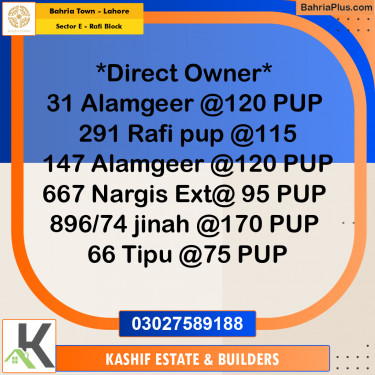 5 Marla Residential Plot for Sale in Sector E - Rafi Block -  Bahria Town, Lahore - (BP-314028)