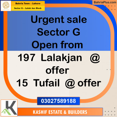 5 Marla Residential Plot for Sale in Sector G - Lalak Jan Block -  Bahria Town, Lahore - (BP-314030)