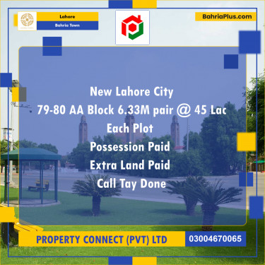 6.33 Marla Residential Plot for Sale in Bahria Town, Lahore - (BP-314049)