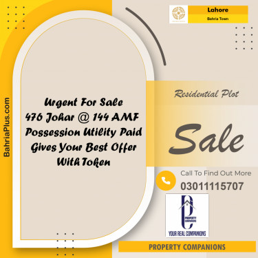 Residential Plot for Sale in Bahria Town, Lahore - (BP-314074)